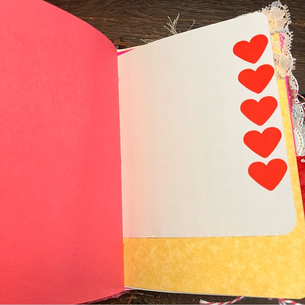 Valentine’s Junk Journal Pink Feminine Boho Grungy Lace Heart To My Valentine - Picture 14 of 16